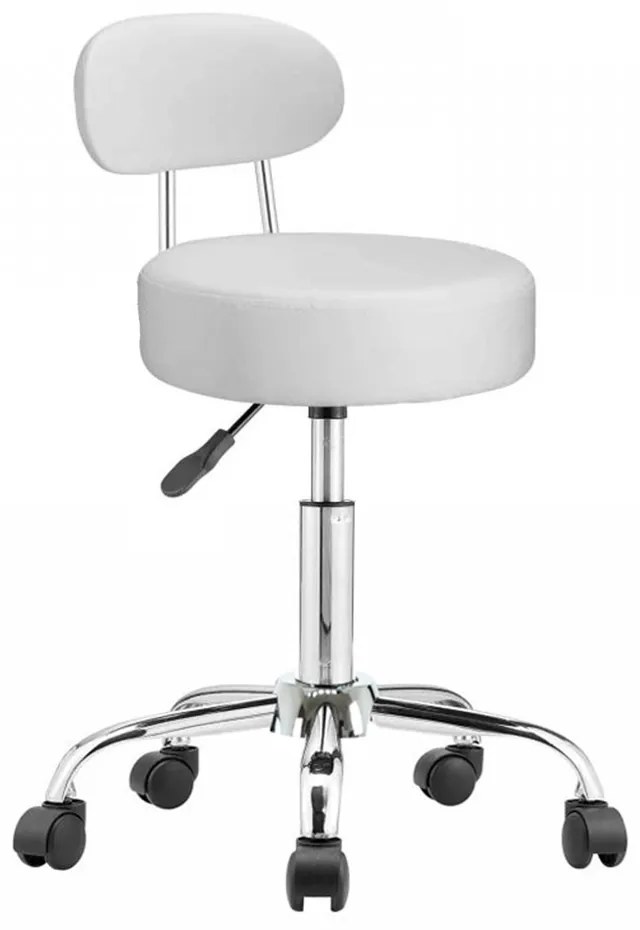 Scaun cosmetic cu spatar, alb