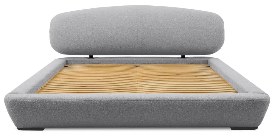 Pat matrimonial gri tapițat cu somieră 160x200 cm Odette – Scandic