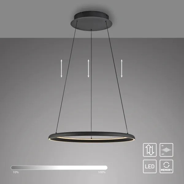 Schöner Wohnen 15570-18-LED QUILLO, lustră suspendată pe cablu LED, dimabilă, 36 W, 230 V, Ø 60 cm, negru