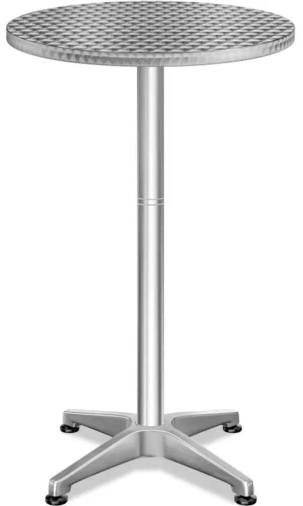 Masă de bar reglabilă din aluminiu NERO, Ø60 cm, argintiu Casaria