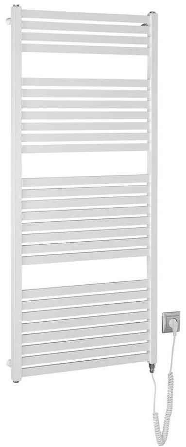 Radiator portprosop electric pentru baie Aqualine TONDI-E 600W/230V 133 cm alb drept