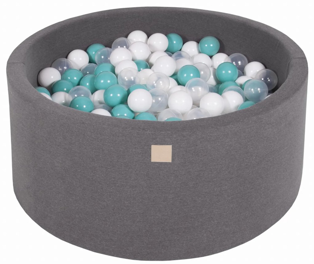 Meowbaby – Piscina rotunda 90×40 cm cu 300 mingi pentru copii – Dark Grey