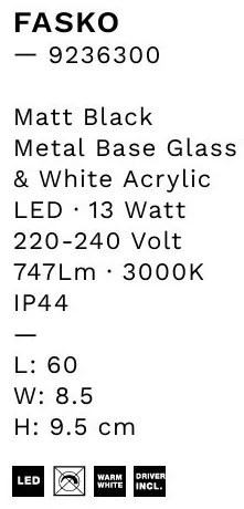 Aplica baie LED, protectie IP44, L-60cm, Negru, Fasko NVL-9236300