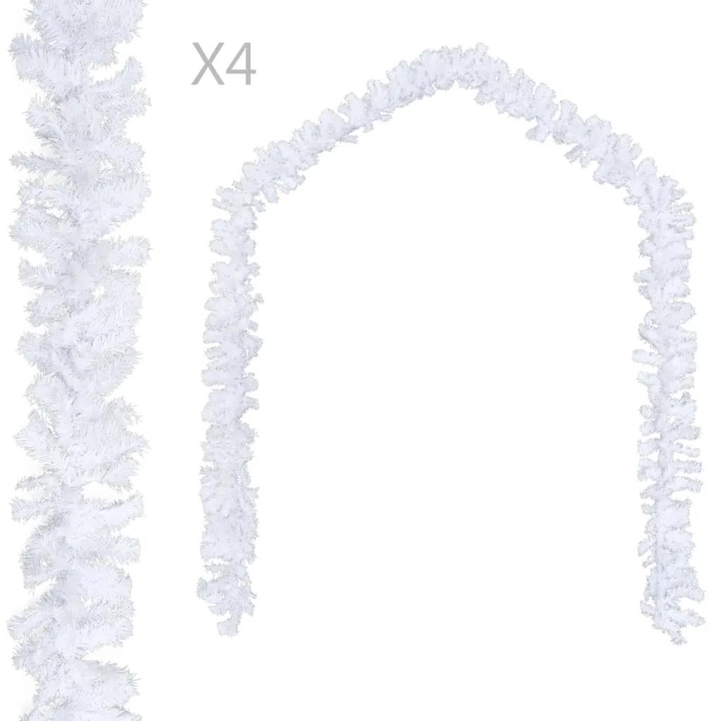vidaXL Ghirlande de crăciun, 4 buc., alb, 270 cm, pvc