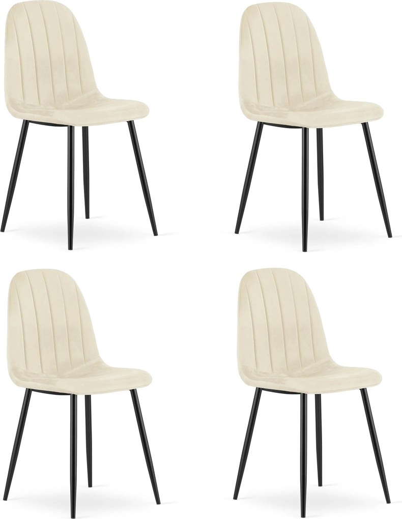 Scaun de dining PADVA VELVET cu picioare negre, bej deschis