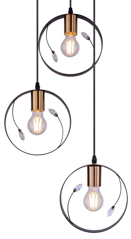 Lustra suspendata design modern VIGO negru 15346-3 GL