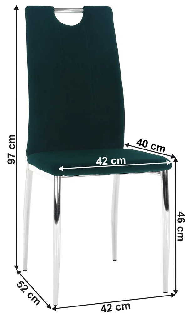 Scaun de masă, ţesătură de catifea smarald / crom, OLIVA NEW
