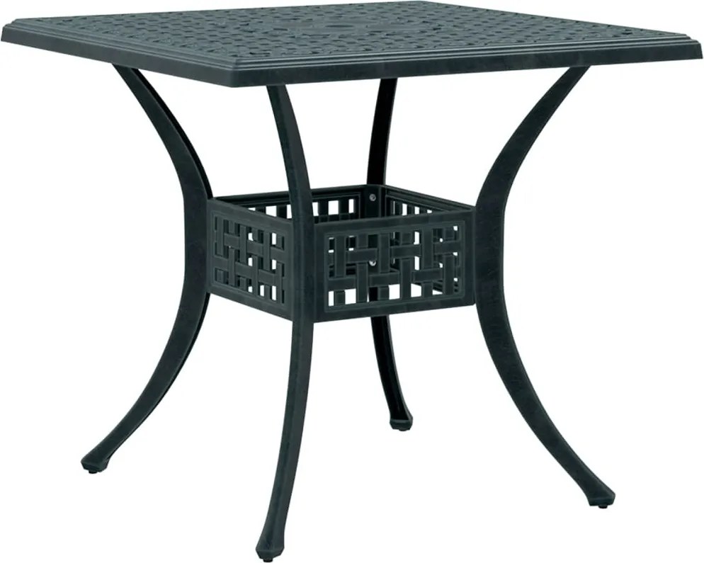 vidaXL Masă de grădină, verde, 80x80x75 cm, aluminiu turnat