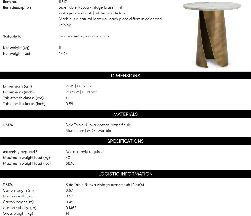 Masuta laterala design LUX Nuova