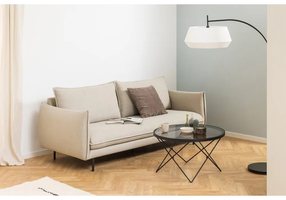 Măsuță de cafea neagră cu blat din sticlă ø 80 cm Cuxton – Actona