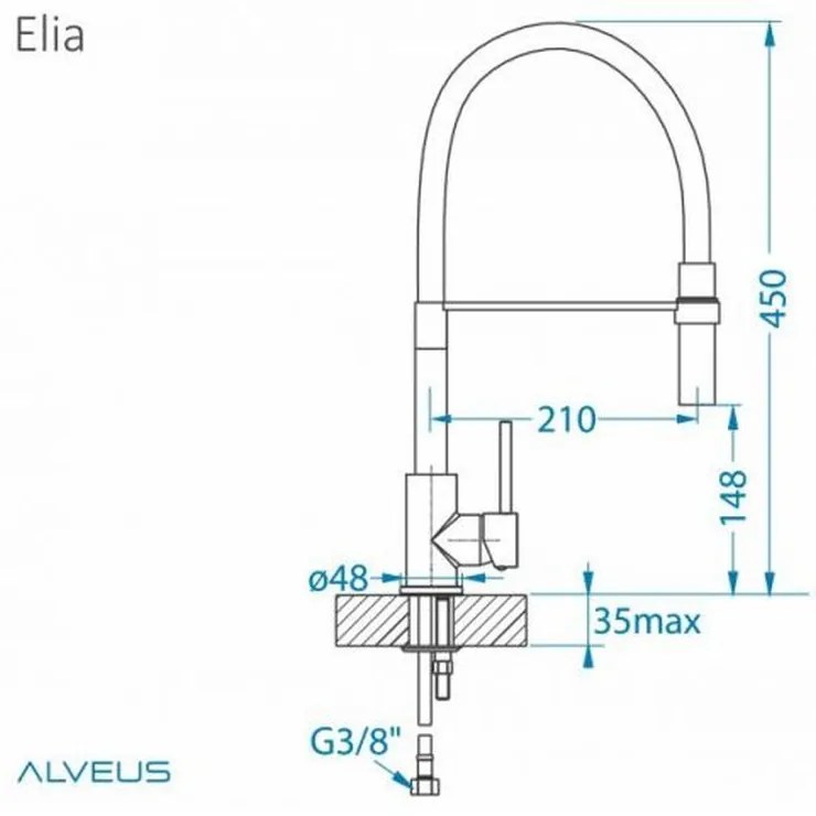 Baterie chiuveta bucatarie pipa flexibila Alveus Elia