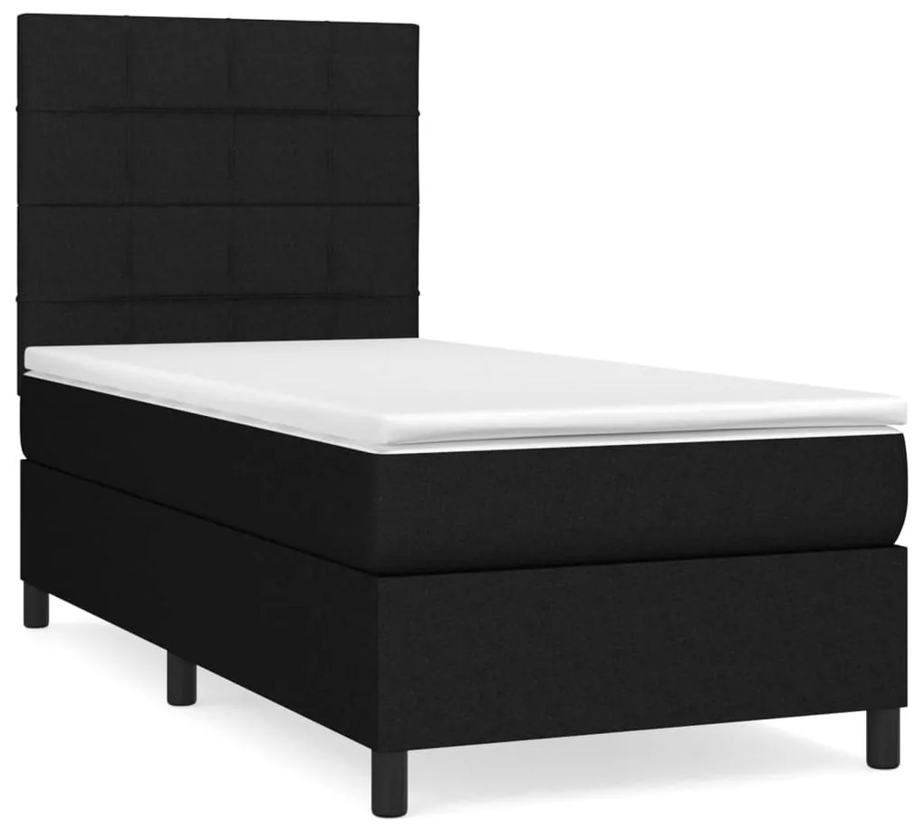 3141755 vidaXL Pat box spring cu saltea, negru, 100x200 cm, textil