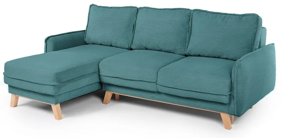 Colțar turcoaz extensibil cu tapițerie din catifea reiată (cu colț variabil) Tori – Bonami Selection