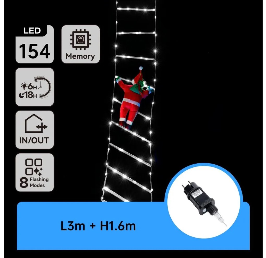 Aigostar - Decorațiune LED de exterior pentru Crăciun, 154 LED, 3,6 W, 230 V, 8 funcții, 1,6 m, IP44, alb rece