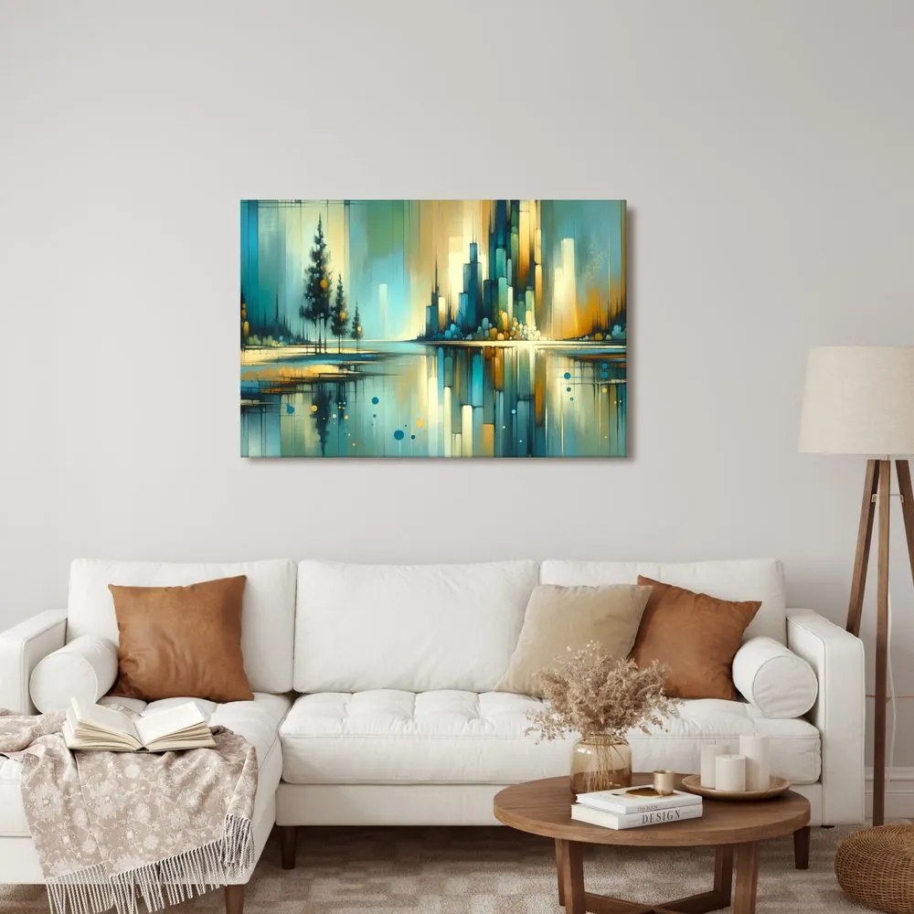 Tablou peisaj urban reflectat