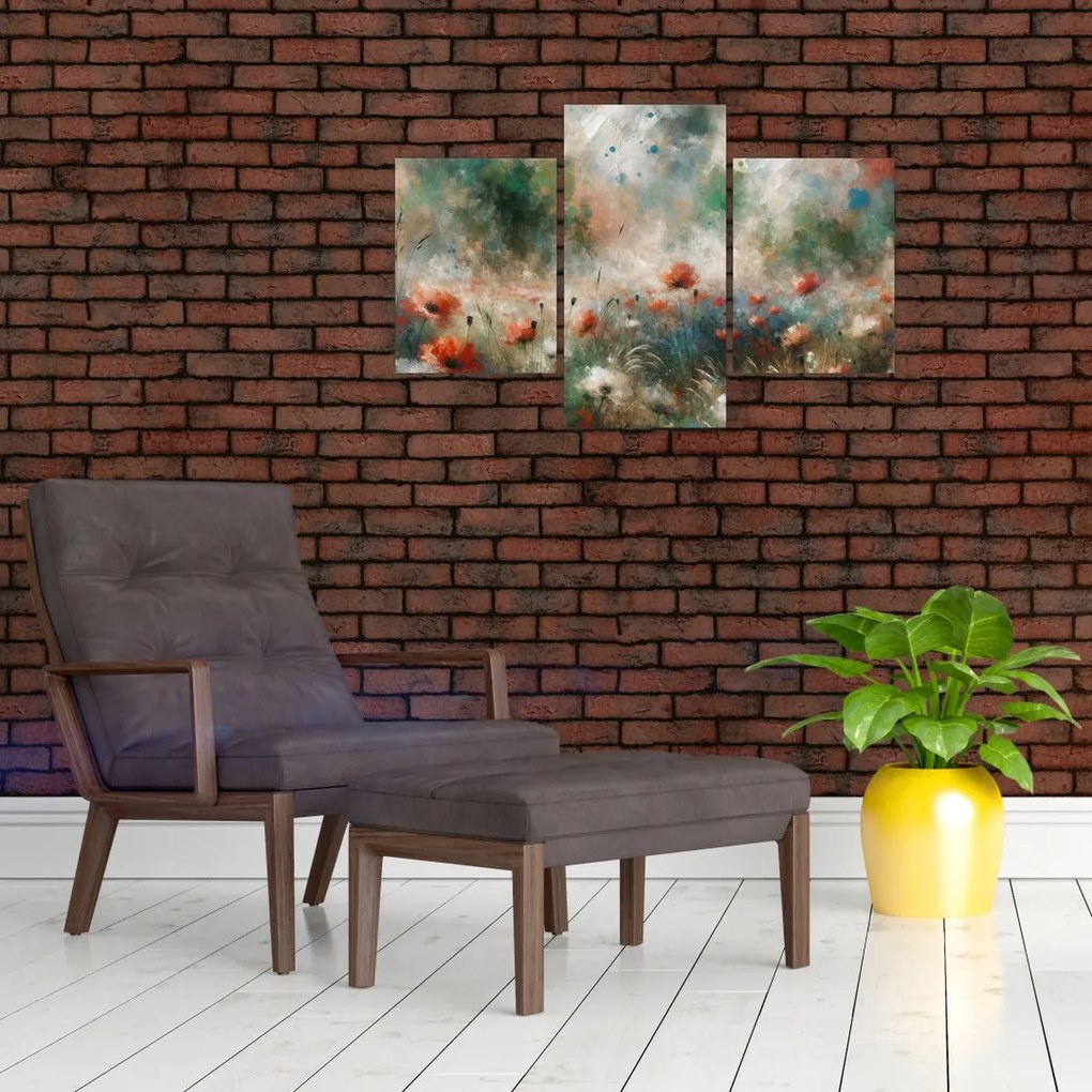 Tablou – Abstracție de câmp cu maci (90x60 cm)