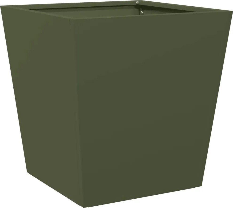 vidaXL Jardinieră de grădină, verde măsliniu, 40x40x40 cm, oțel