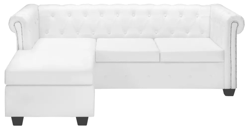 245537 vidaXL Canapea Chesterfield în formă de L, piele artificială, alb