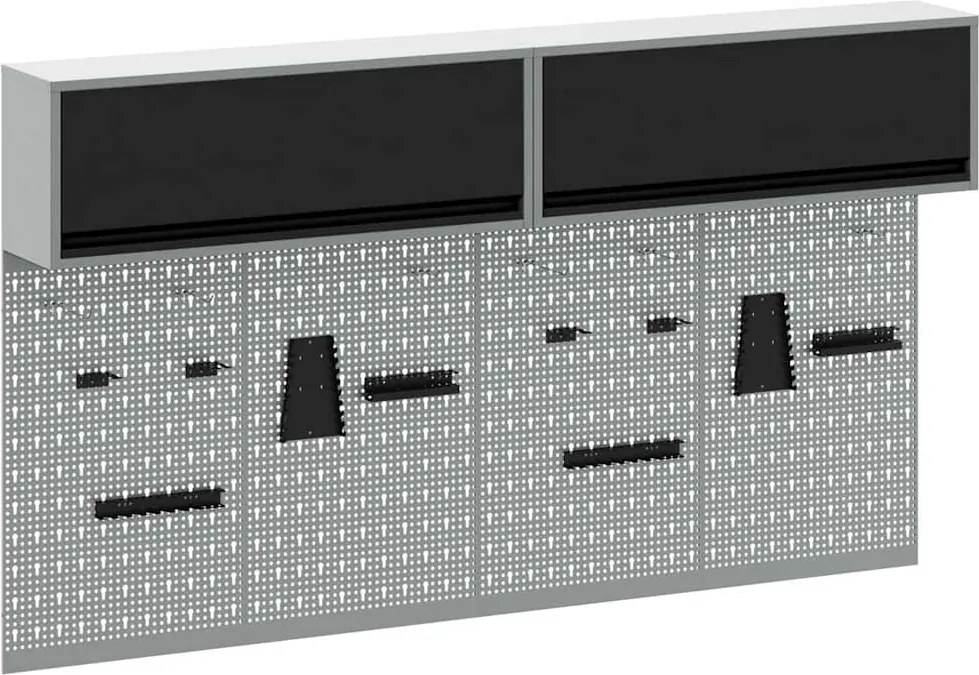 vidaXL Set dulap de unelte 6 pcs Negru Oțel vopsit electrostatic