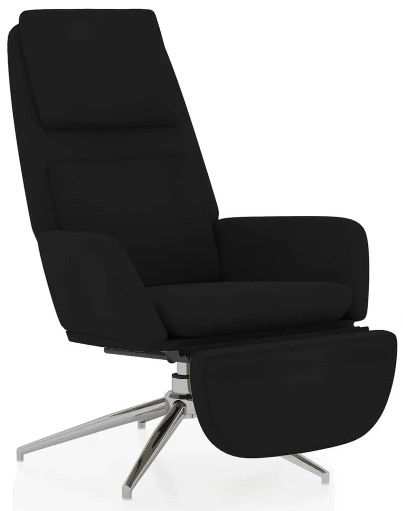3097789 vidaXL Scaun de relaxare cu taburet, negru, microfibră