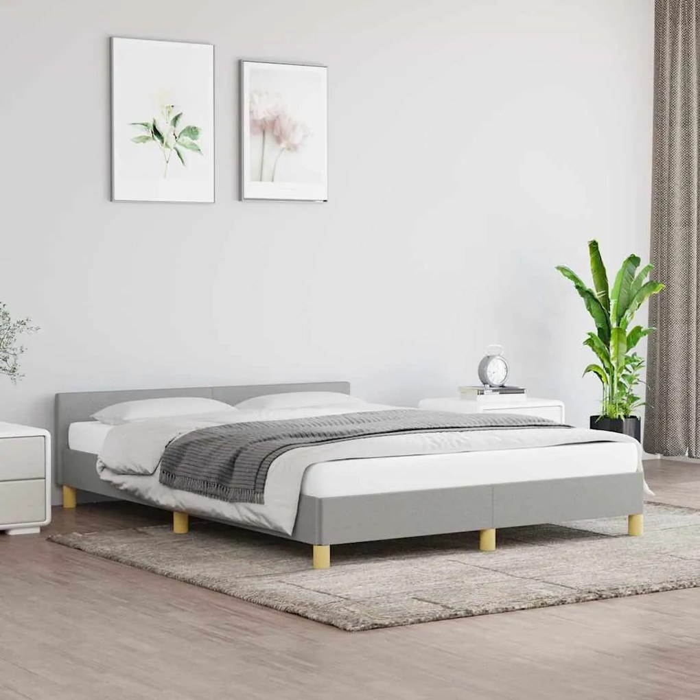 vidaXL Cadru de pat fără saltea, gri deschis, 140x190 cm, textil