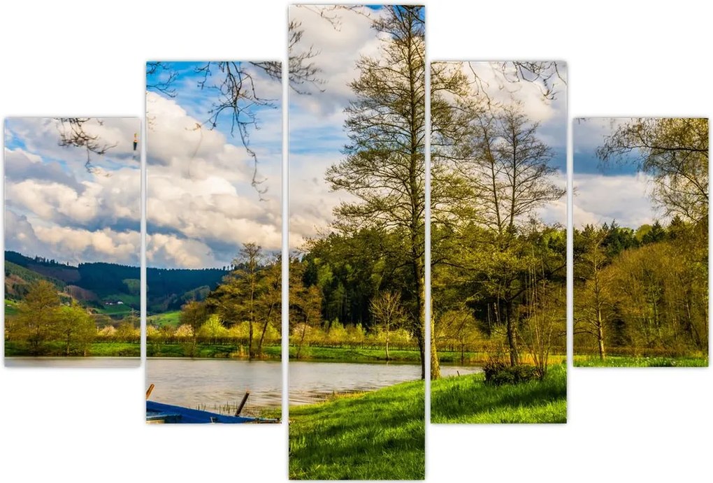 Tablou - Barcă pe lac (150x105 cm)