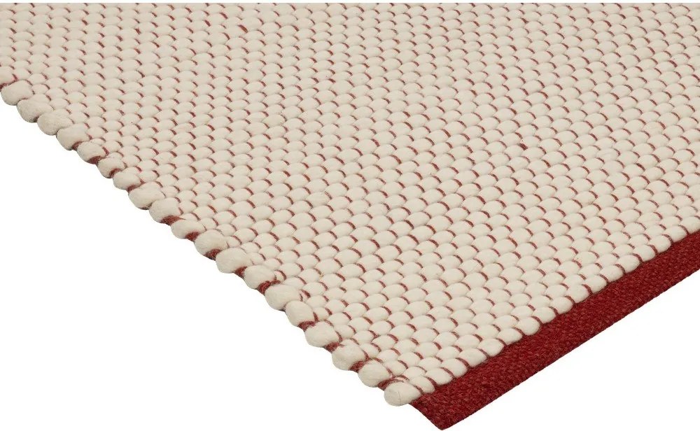 Covor tip traversă roșu/bej țesut manual din lână 80x170 cm Lenu – noo.ma