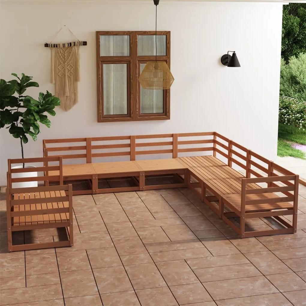 3075917 vidaXL Set mobilier de grădină, 9 piese, maro miere, lemn masiv pin