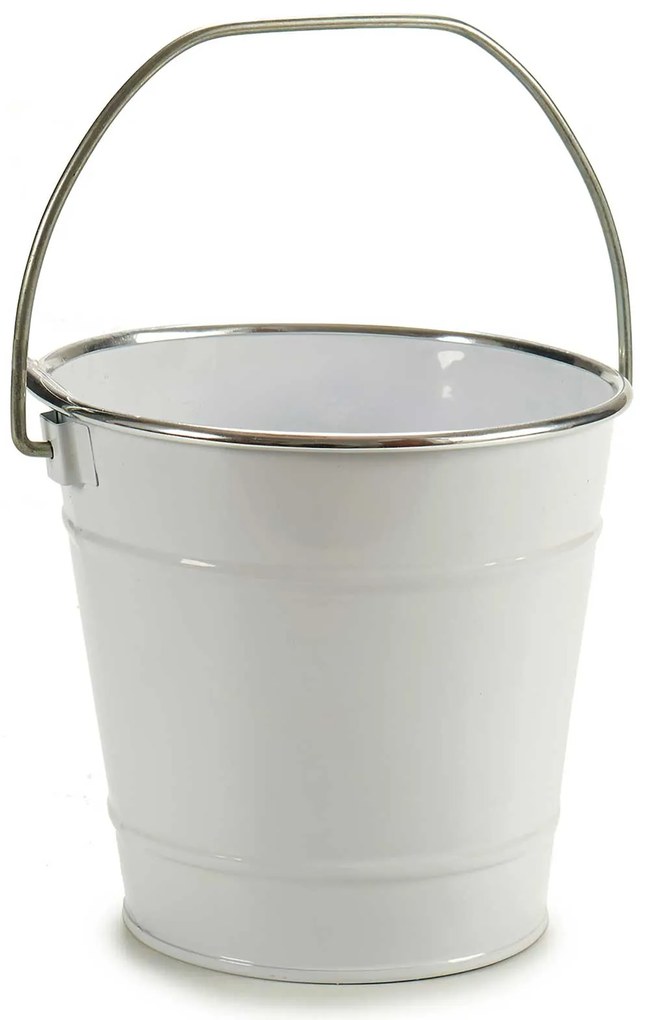 Husa ghiveci tip galeata, zinc, alb, Ø 16 cm