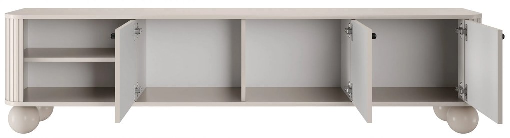 Comodă TV Vesper 187 cm trei uși - casmir cu mânere negre și picioare rotunde