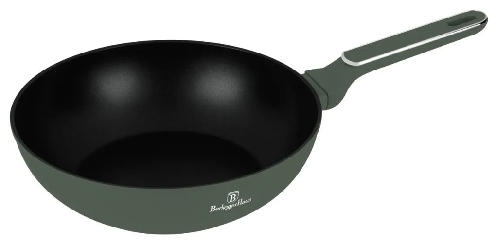 Tigaie wok antiaderenta cu titan 28 cm Green Matte Collection Berlinger Haus BH 8159