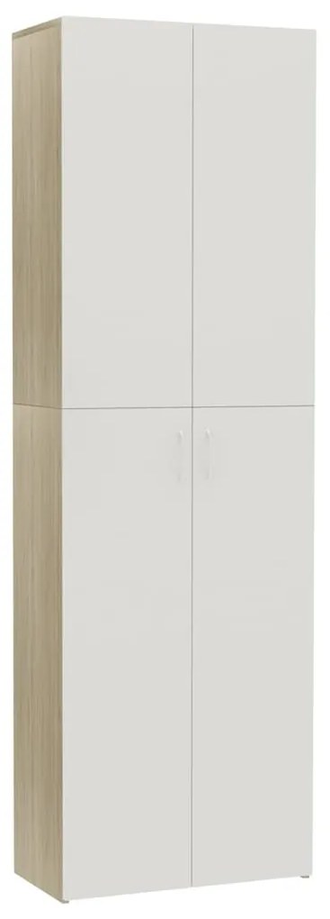 800302 vidaXL Dulap de birou, alb și stejar sonoma, 60x32x190 cm, PAL