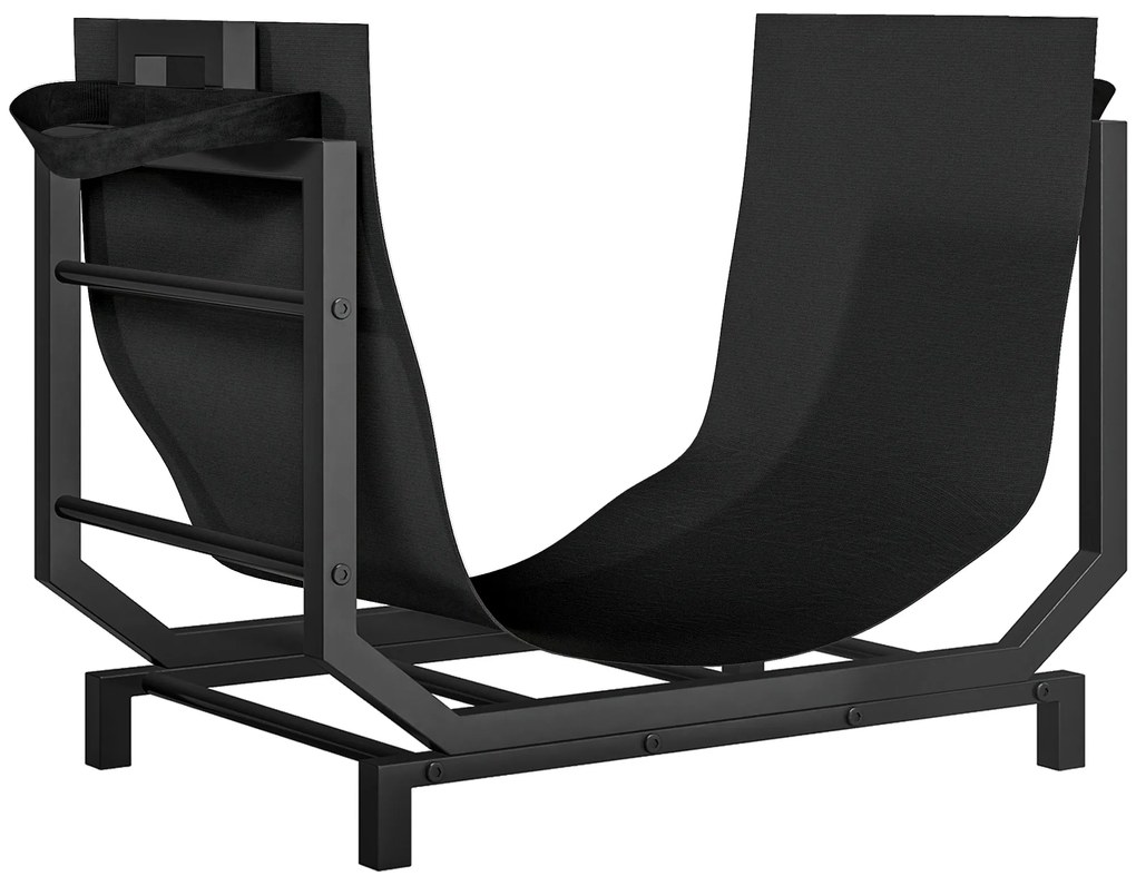 Outsunny Suport pentru Lemne Capacitate 50 kg cu Geantă de Transport Detașabilă Negru | Aosom Romania