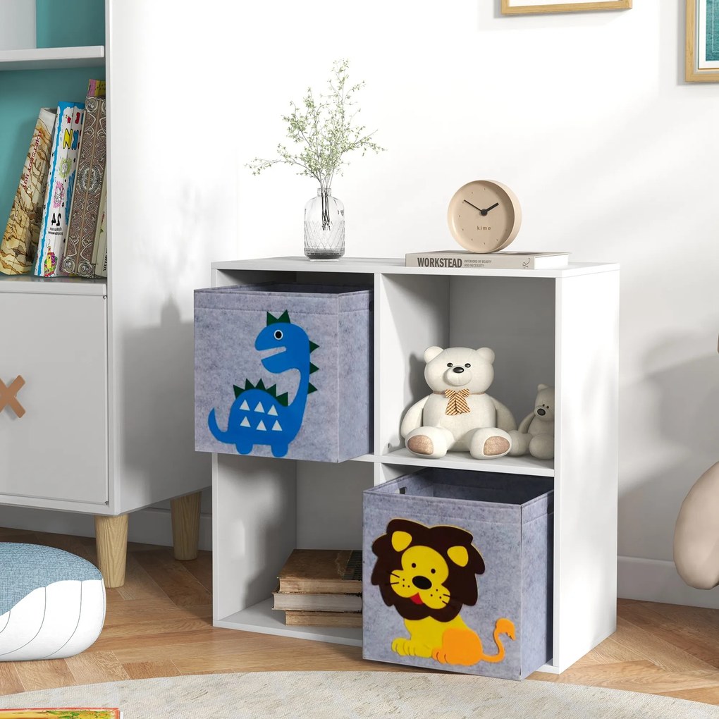 ZONEKIZ Cutii Depozitare Jucării cu 2 Sertare, Material Netesut, Alb | Aosom Romania
