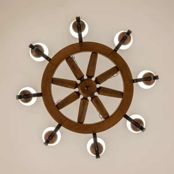Brilagi - Candelabru cu lanț ROATA, 8xE14/40W/230V, Ø 70 cm, fag