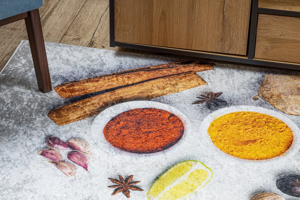 ANDRE 3343 covor lavabil Condimente, bucatarie, anti-alunecare - argint / bej