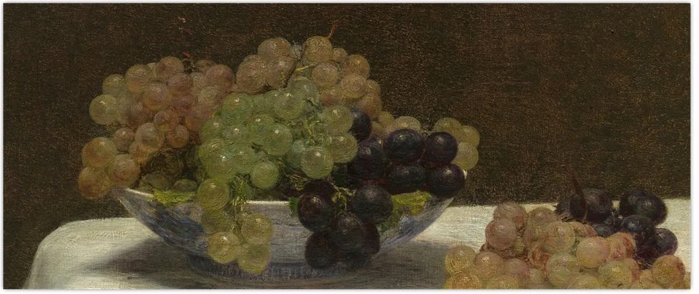 Tablou - Henri Fantin-Latour, Still Life with Grapes and a Carnation, reproducere (120x50 cm)