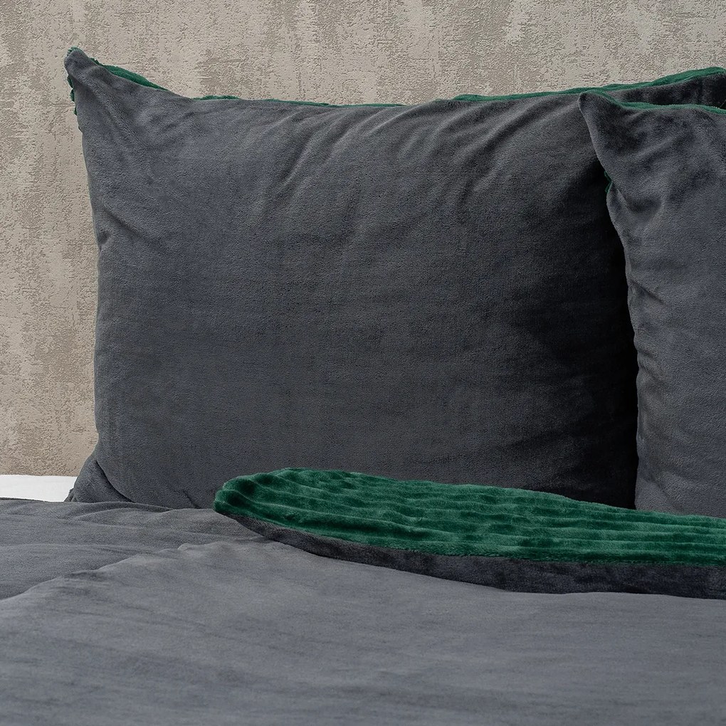 Lenjerie de pat din microflanel 4Home Stripe verde, 140 x 200 cm, 70 x 90 cm, verde