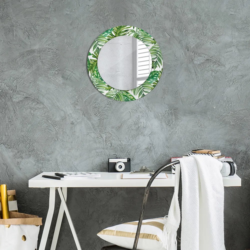 Decor oglinda rotunda Frunze de junglă fi 50 cm