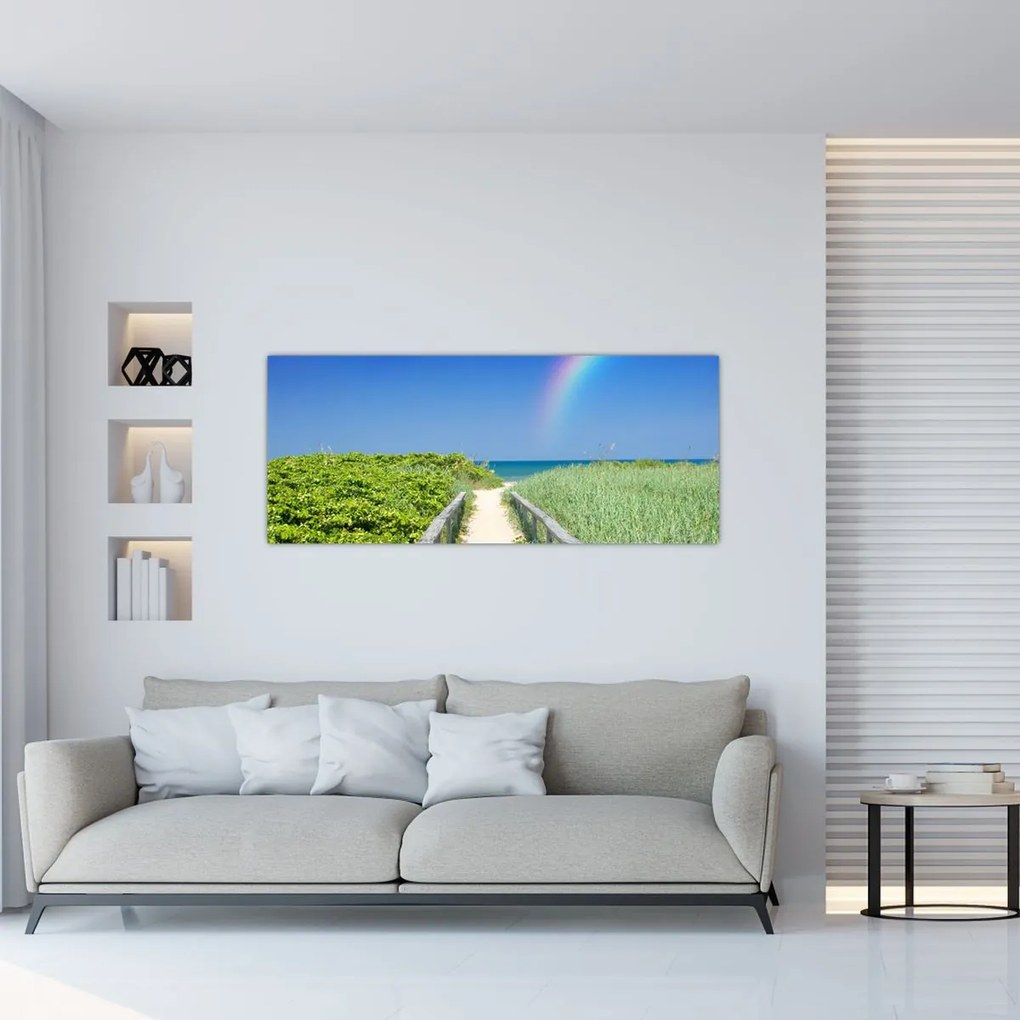 Tablou - Peisaj și curcubeu (120x50 cm)