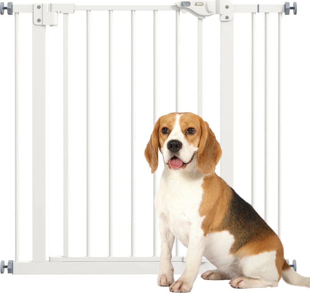 PawHut Grilaj de protecție pentru câini, barieră, grilaj de protecție pentru animale de companie, Metal, plastic, 74-87 cm, Alb | Aosom Romania