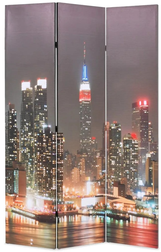 245861 vidaXL Paravan cameră pliabil, 120x170 cm, New York pe timp de noapte