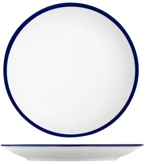 Set de veselă din porțelan, 24 piese, alb/albastru