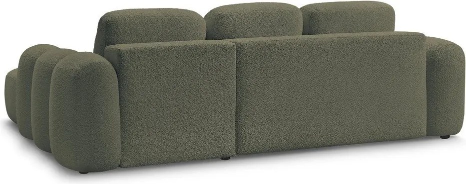 Colțar verde extensibil/cu spațiu de depozitare cu tapițerie din țesătură bouclé (cu colț pe partea dreaptă/cu șezlong) Montaigne – Bobochic Paris