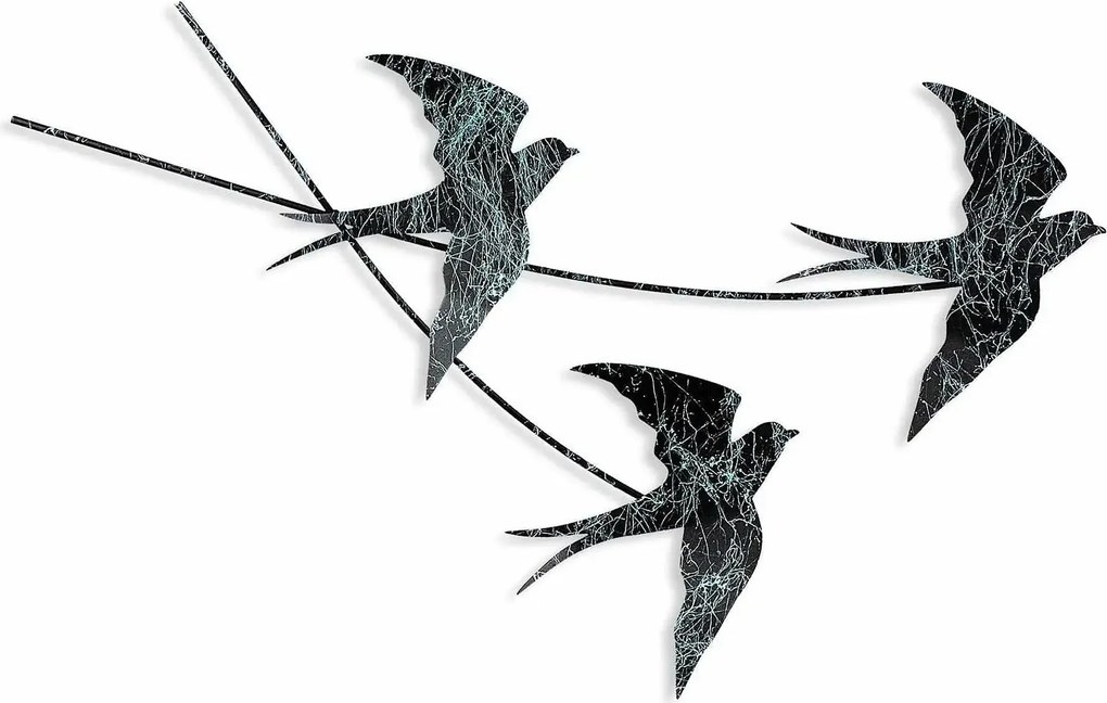 Decoratiune perete 930DYU1223, negru/alb, metal, 70x42 cm