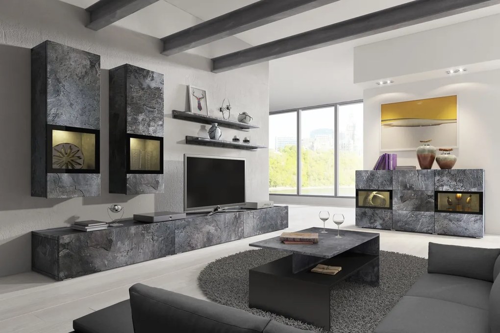 Comodă cu sertare Baros 26 132 cm - beton închis / schiefer