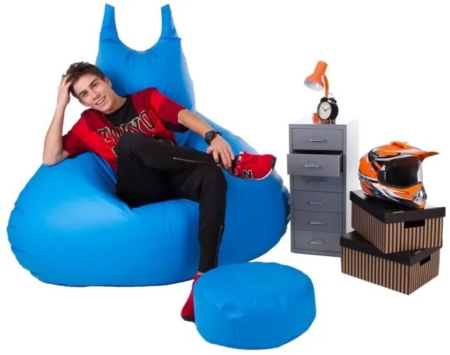 Fotoliu puf cu taburete Bobo XXXL (Albastru). 1054582