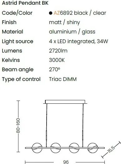 Lustra LED suspendata design modern ASTRID