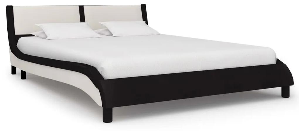 280455 vidaXL Cadru de pat, negru și alb, 120x190 cm, piele ecologică