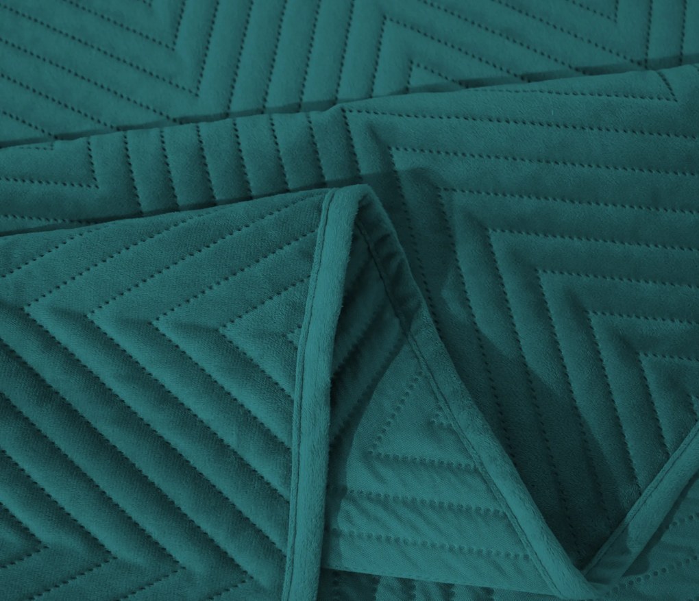 Cuvertura de pat din catifea turcoaz cu model ARROW VELVET Dimensiuni: 220 x 240 cm